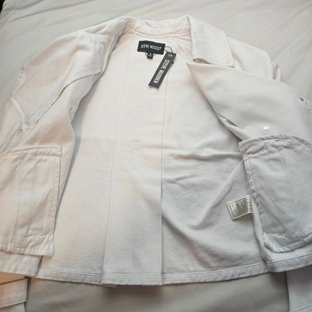 Steve Madden S Small Sirus White Denim Jacket Jean NWT 1432 - Picture 14 of 16